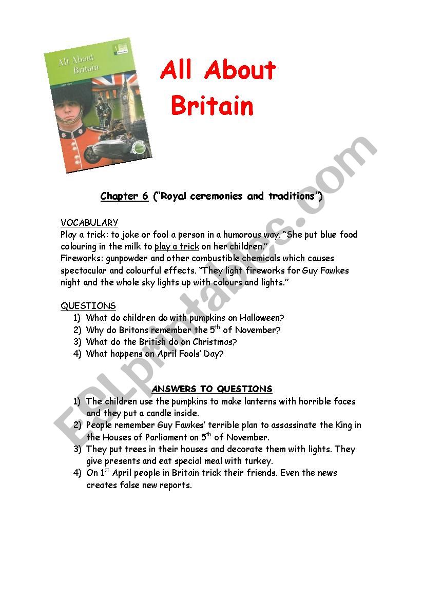 All About Britain Activities chapter 6