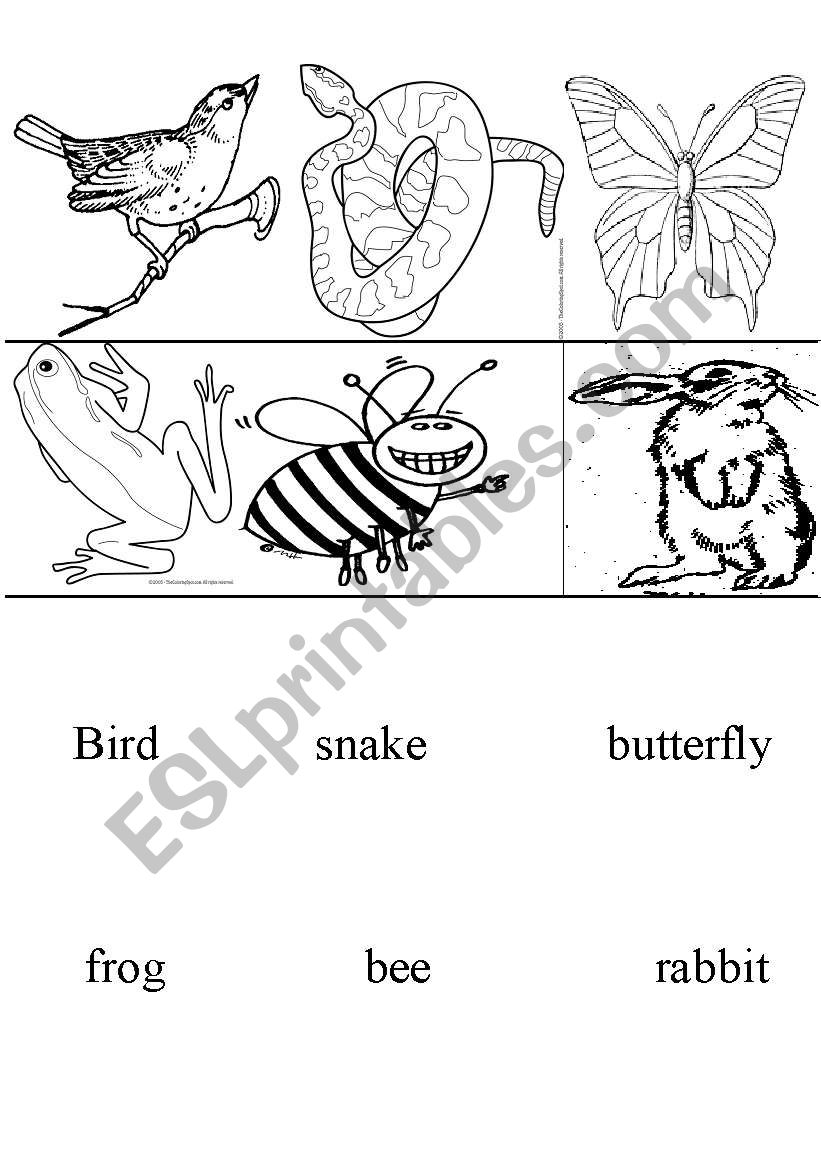 animals memory cards worksheet
