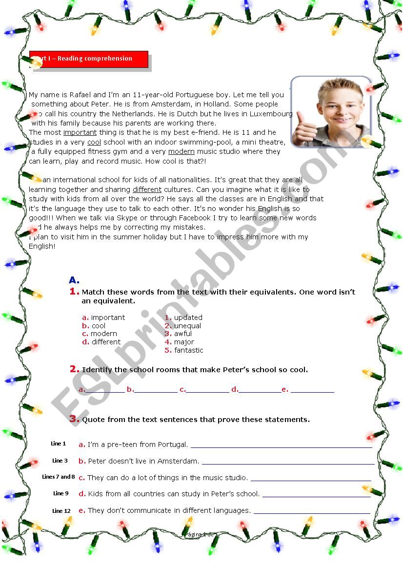 Reading Comprehension worksheet