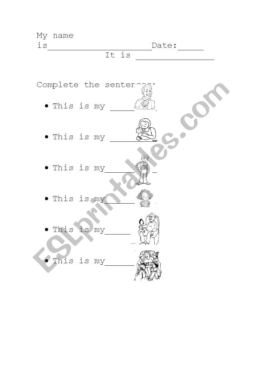 My family worksheet