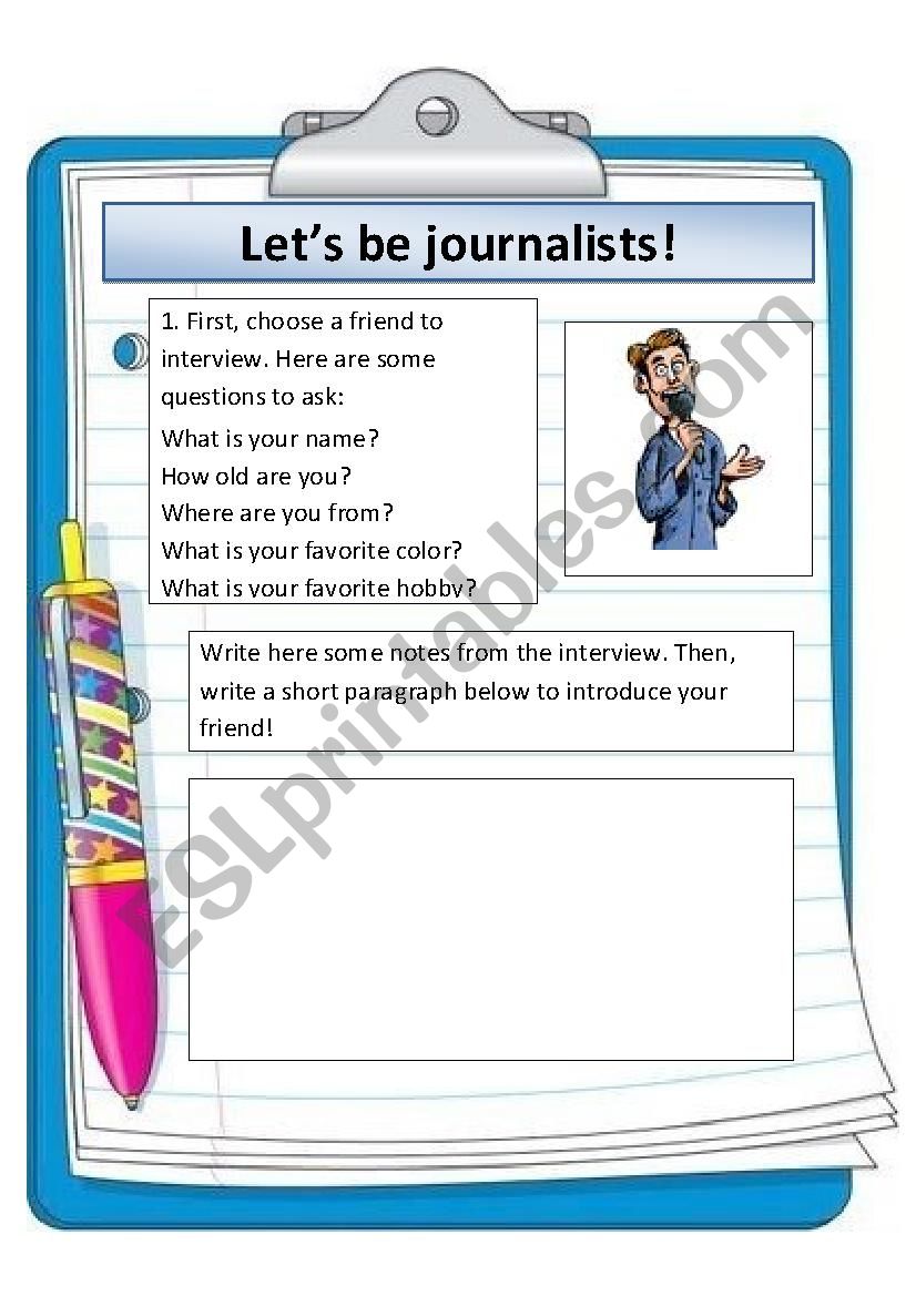 Interviewing Friends! worksheet