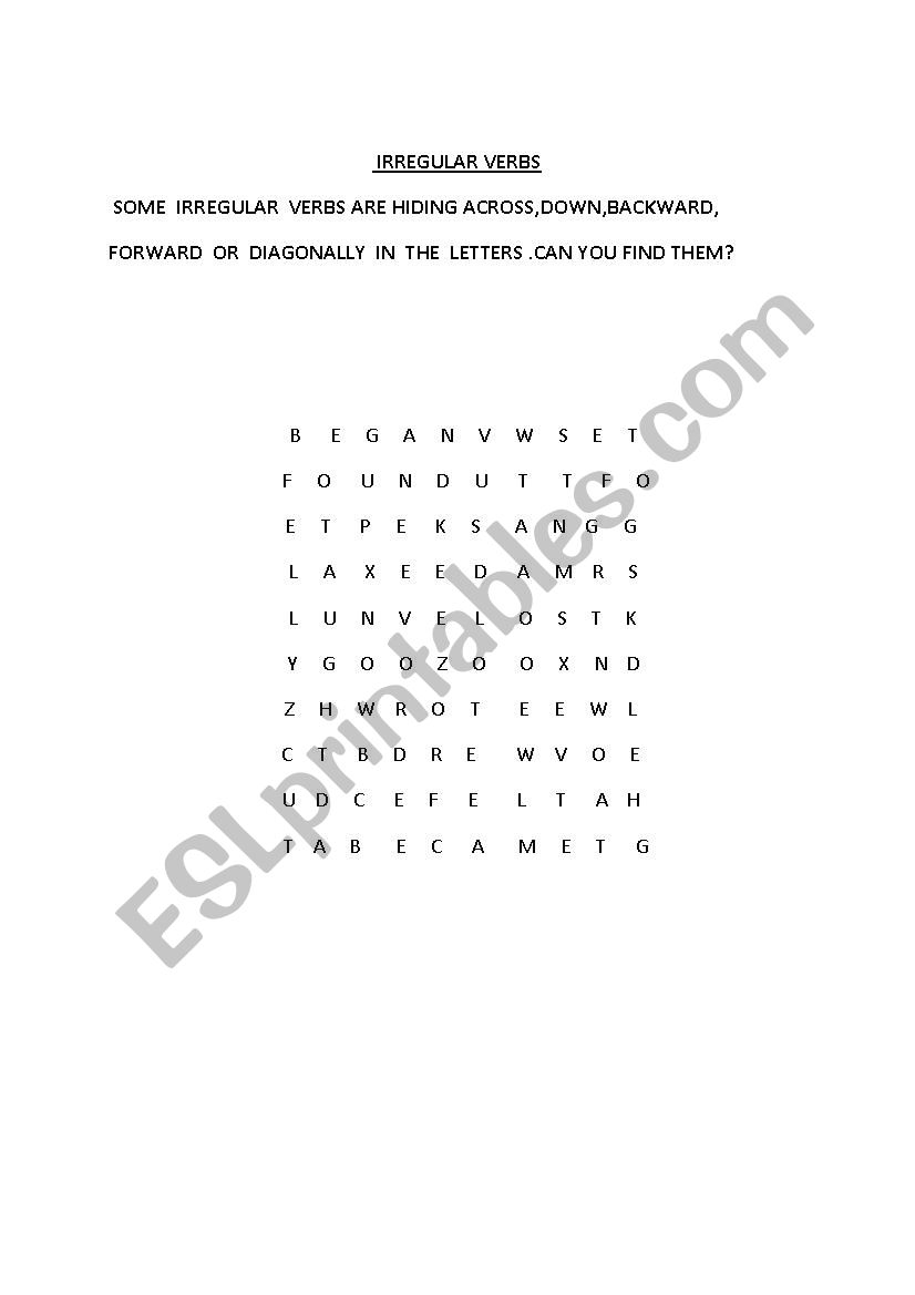 IRREGULAR  VERBS worksheet