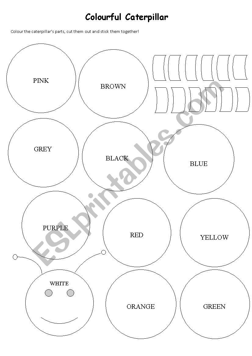 A colourful caterpillar worksheet