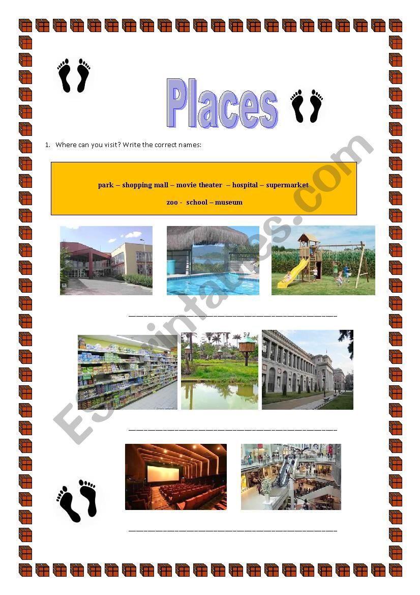 Places worksheet