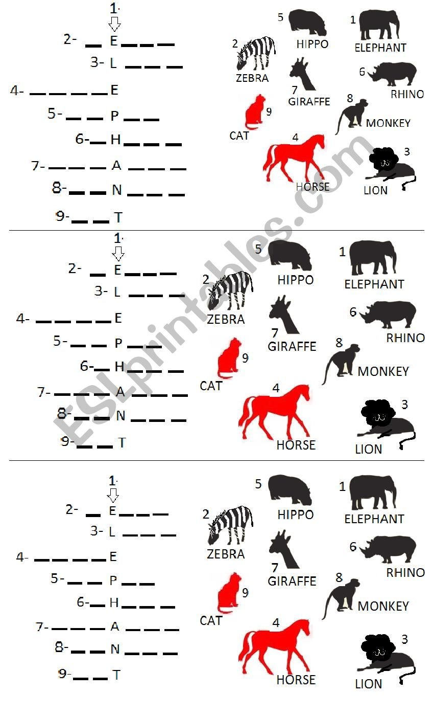 ANIMALS CROSSWORD worksheet