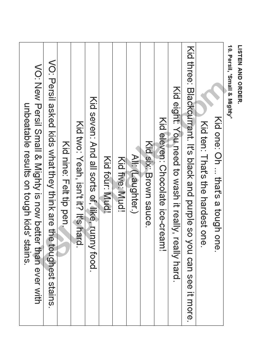 Radio commercial worksheet