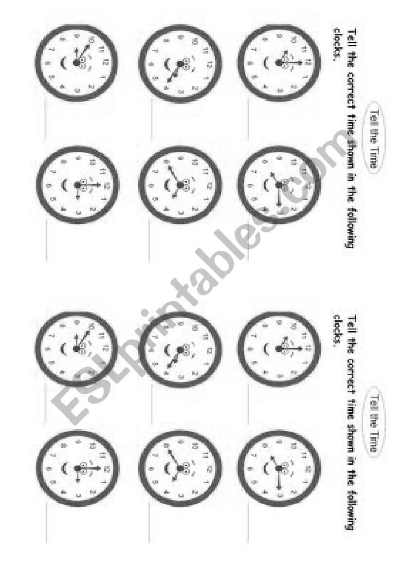 telling time worksheet