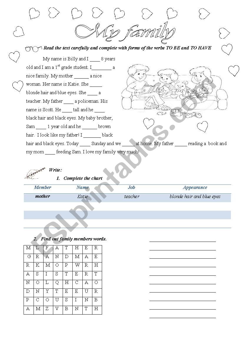 My family worksheet