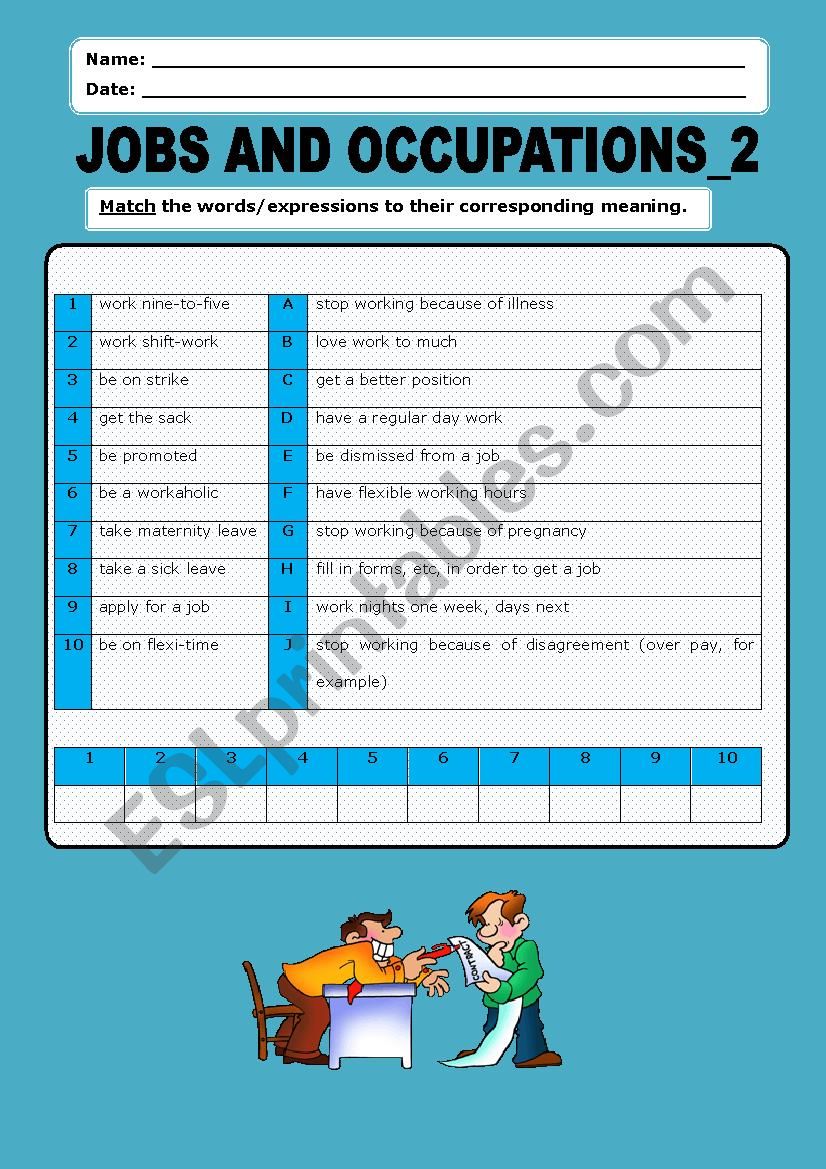 Jobs and Occupations_2 worksheet
