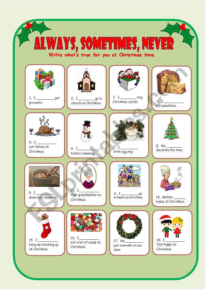 Adverbs of Frequency, Christmas Traditions