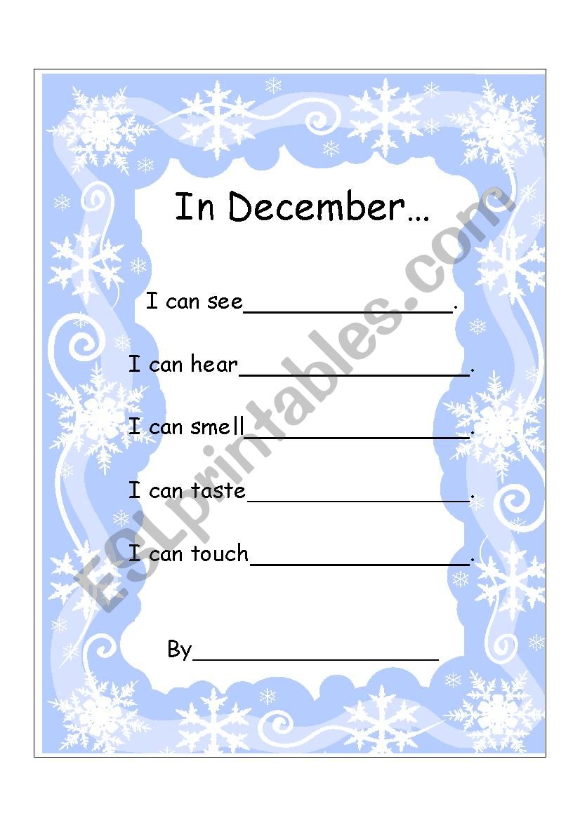 December senses poem worksheet