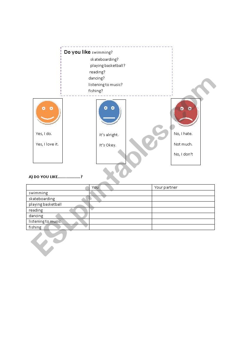 Do you like worksheet