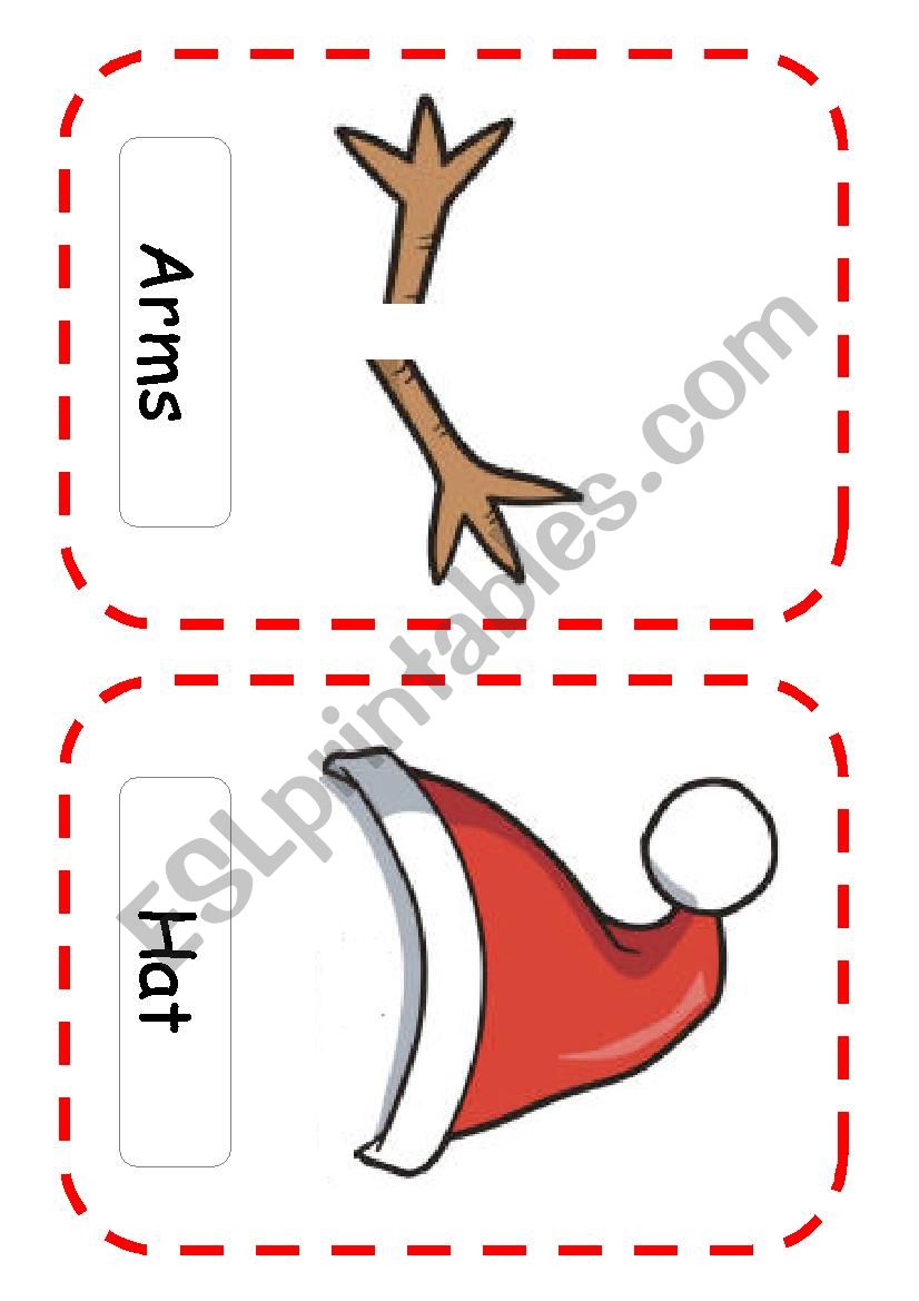 Flash-cards snowman worksheet