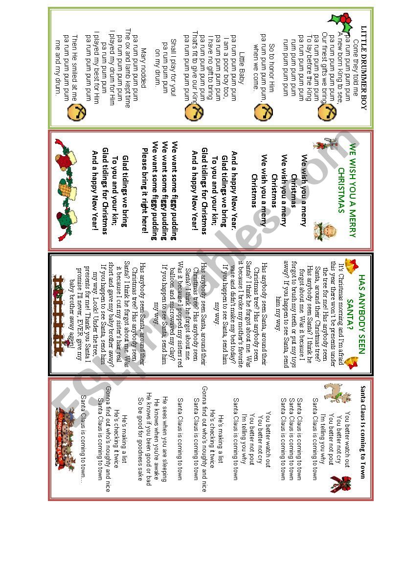 Christmas songs worksheet