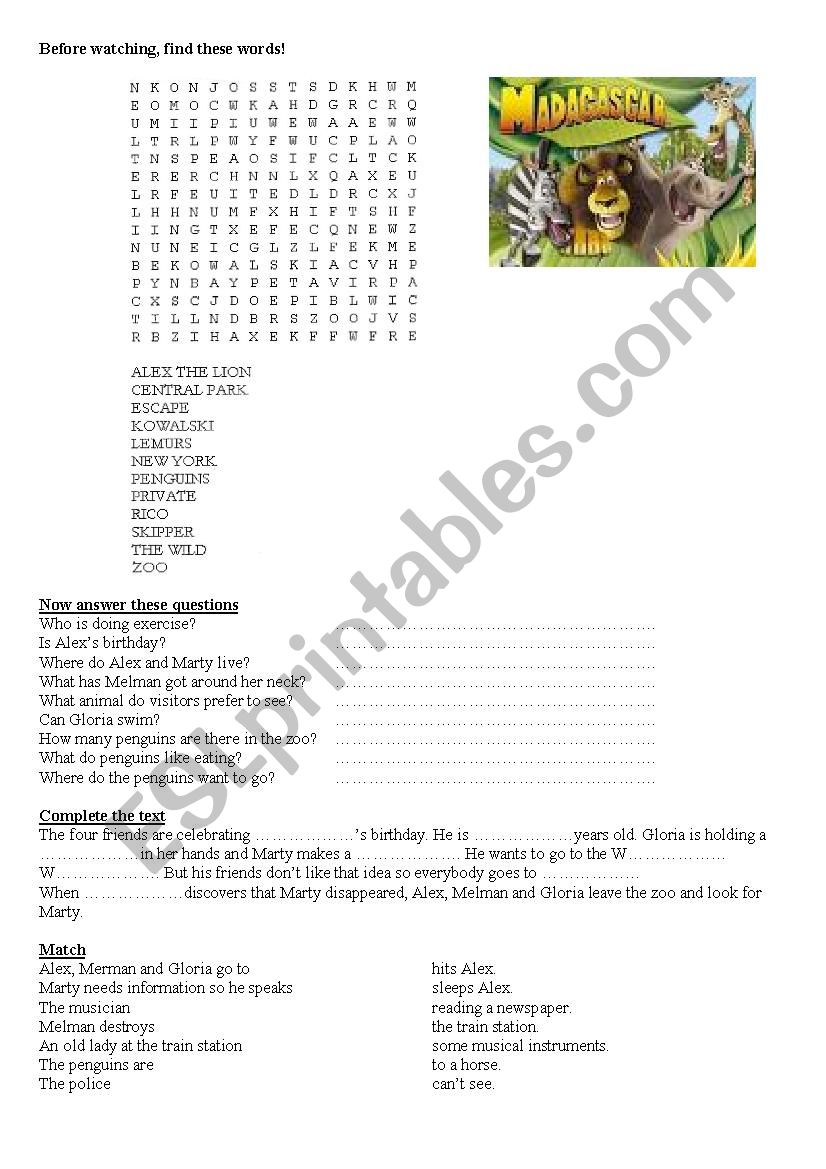 Madagascar -  worksheet