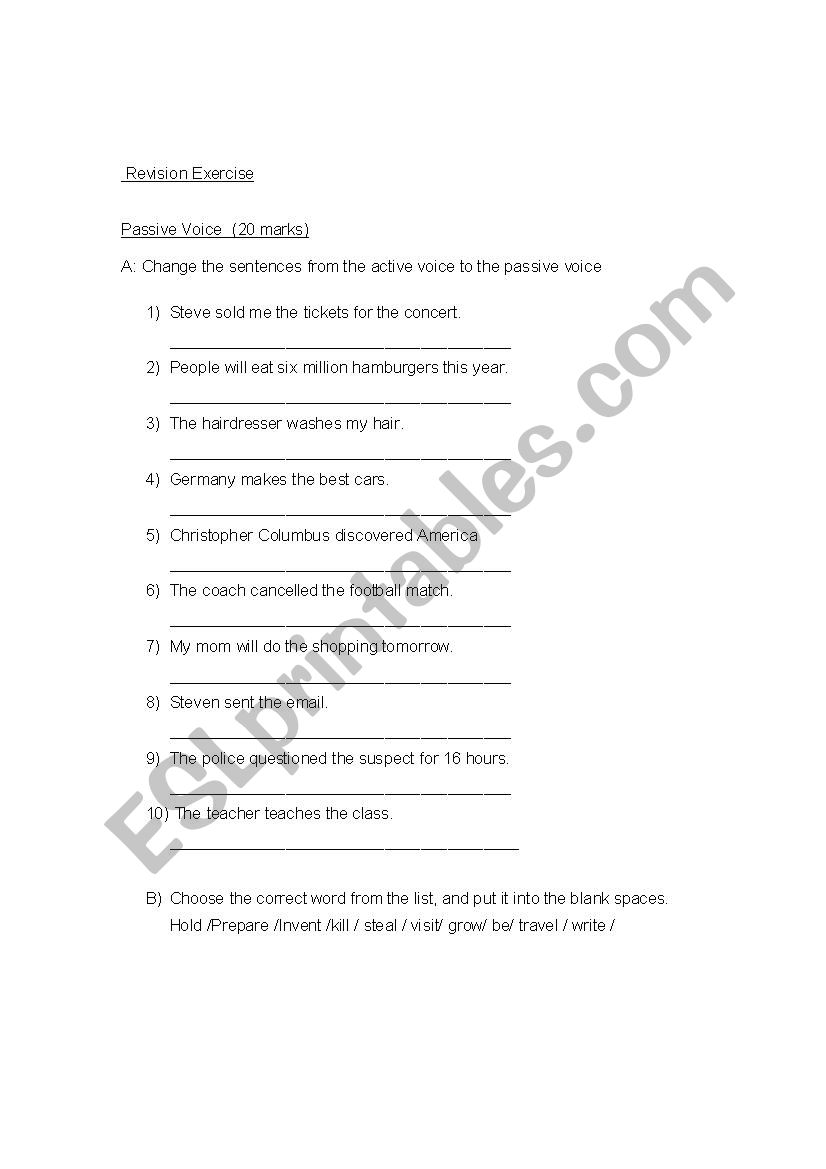 revision sheet worksheet