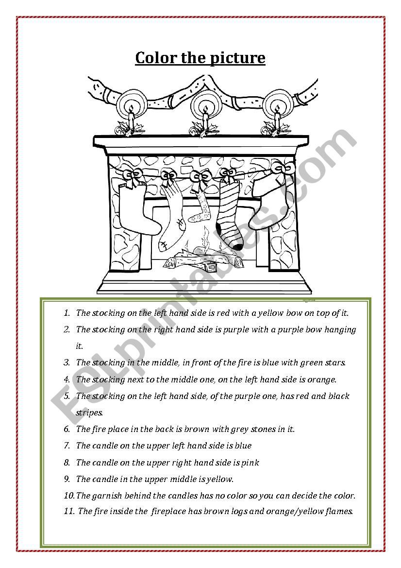 Christmas-color the picture worksheet