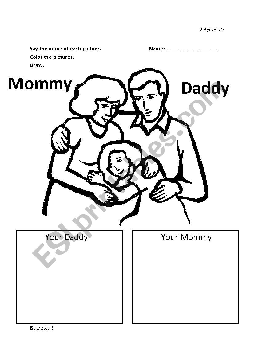 Mommy & Daddy kinder worksheet