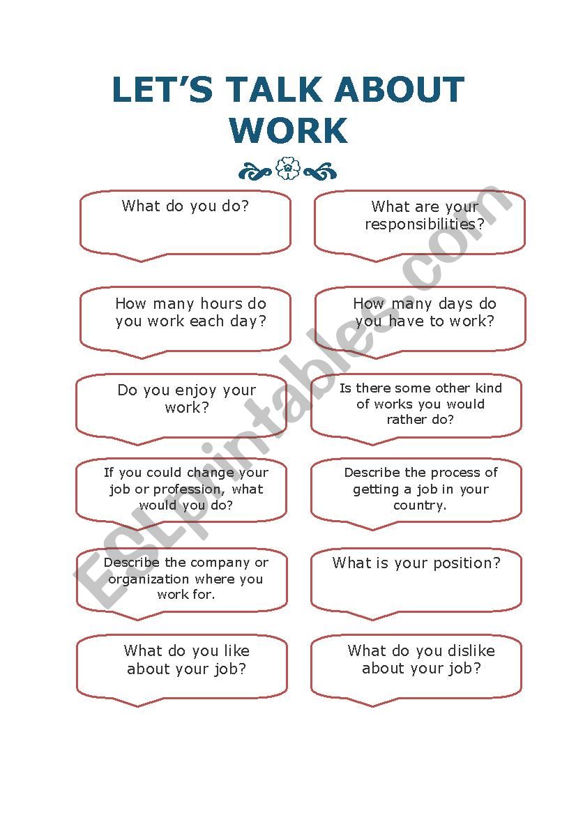 Let´s talk about work ESL worksheet by phuongnhung