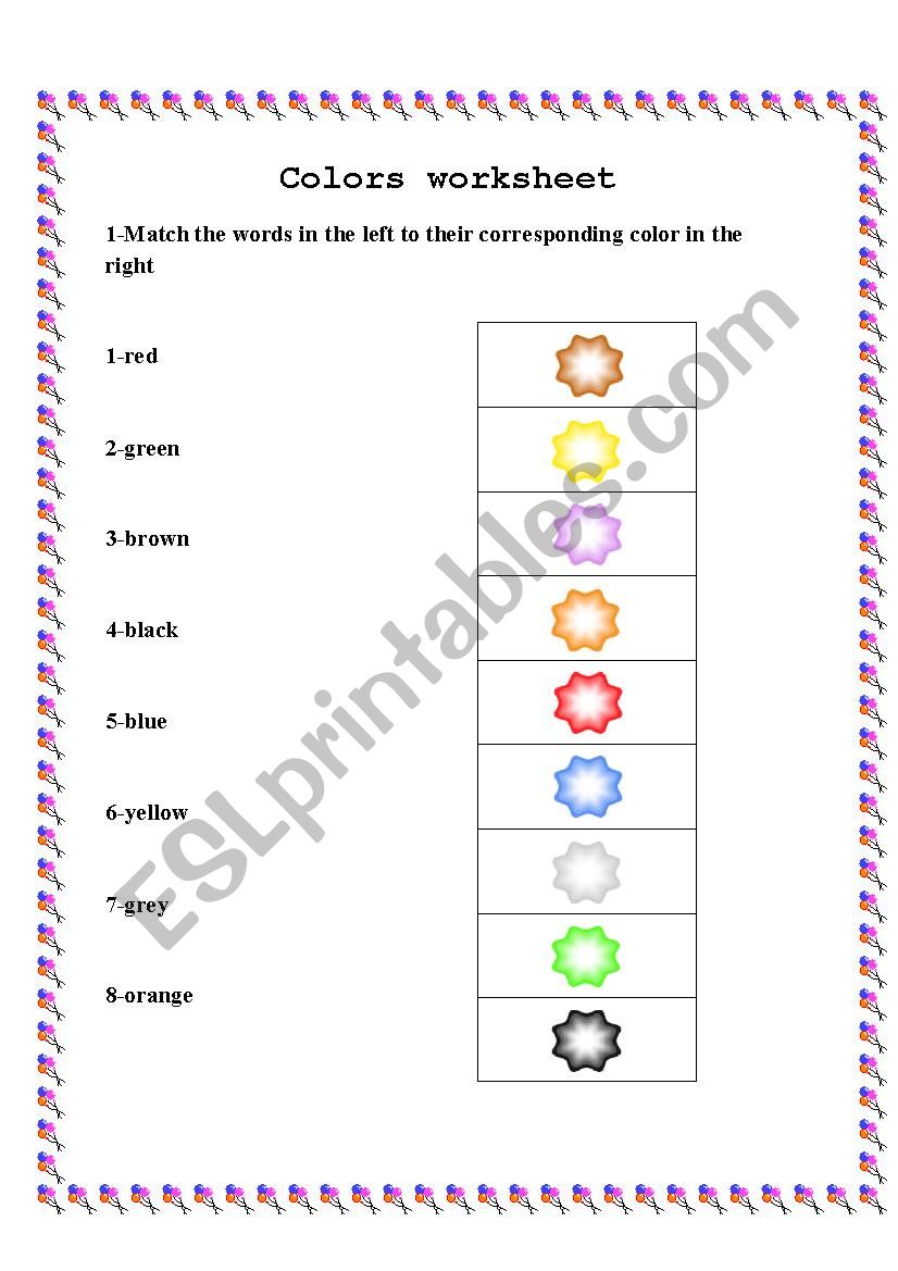 colours worksheet worksheet