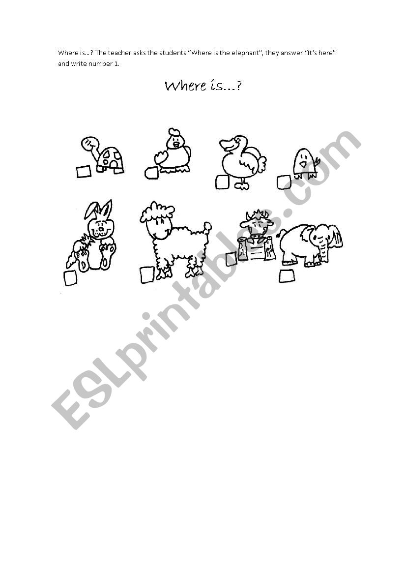 Where is the elephant? worksheet