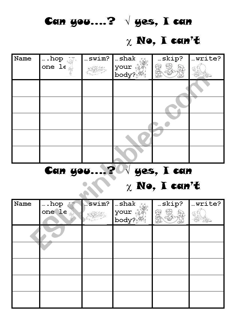 Can you...? worksheet