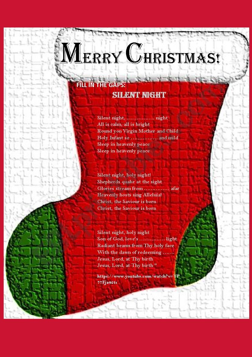 Christmas Carol Silent Night worksheet