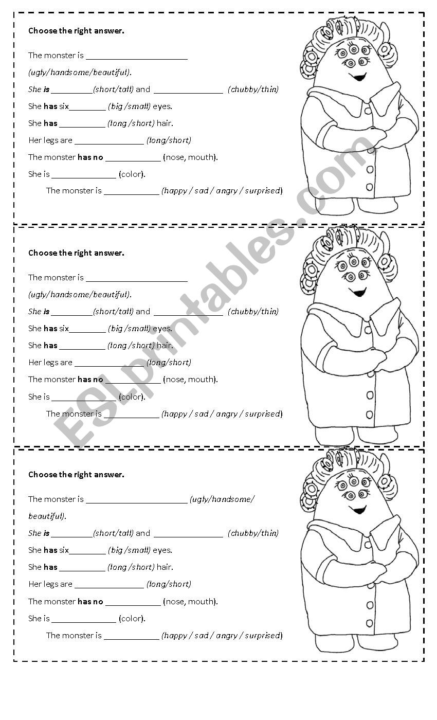 Describe the monster worksheet