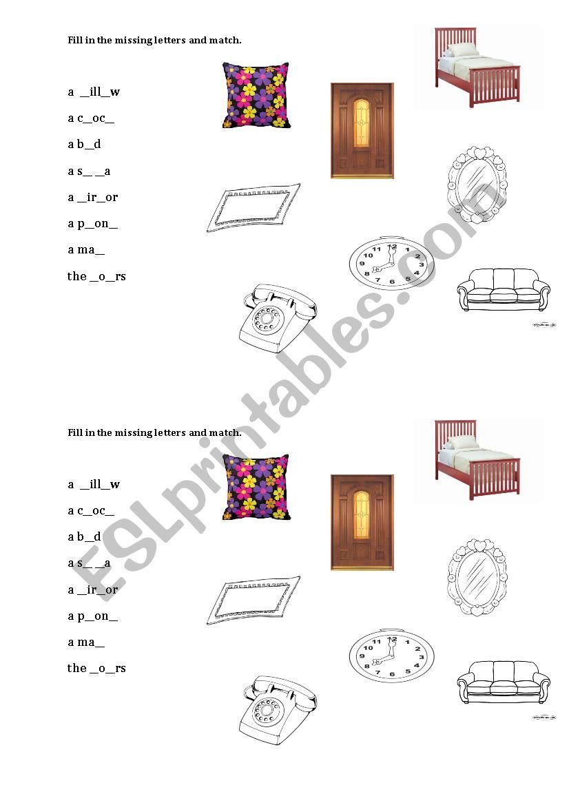 home vocabulary worksheet