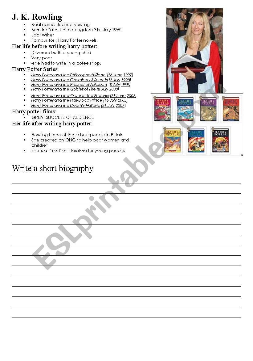 Writing a Biography worksheet