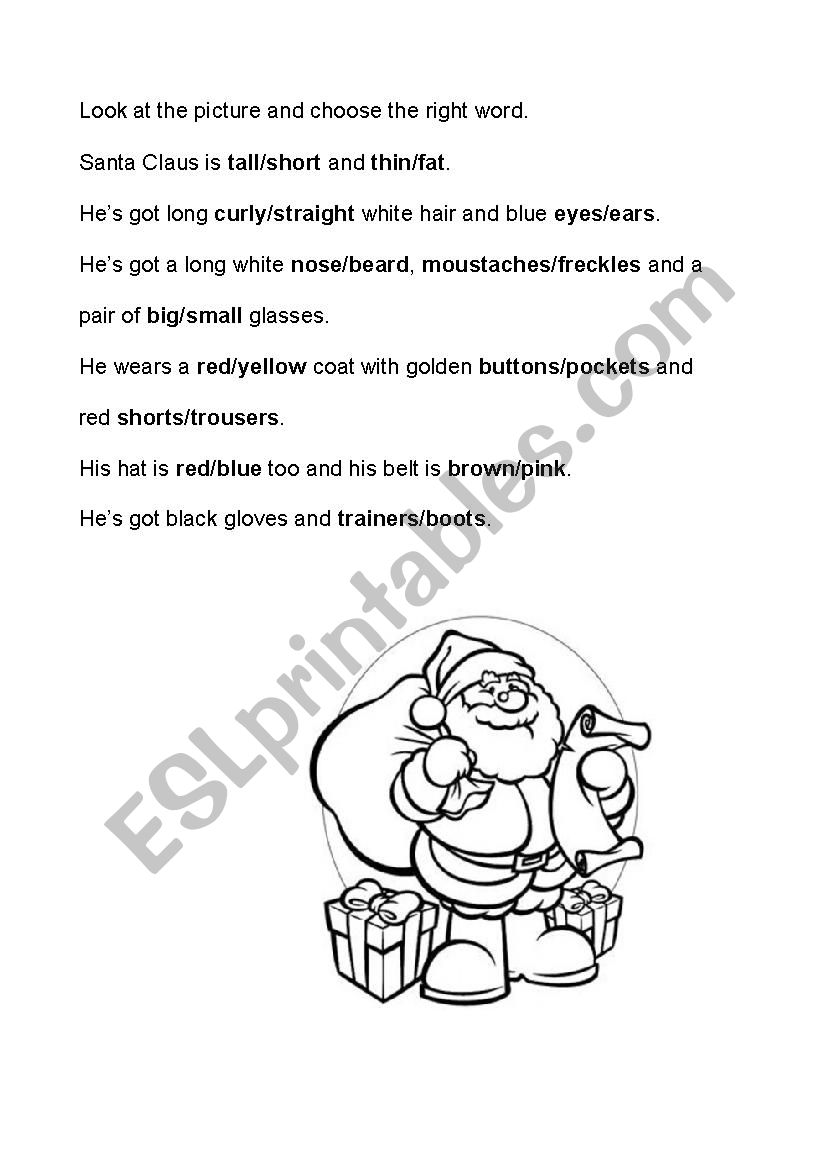 Santa Claus worksheet