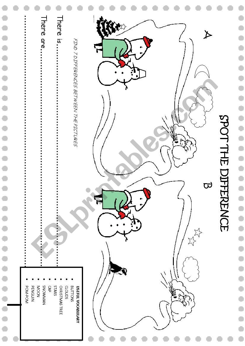 SPOT THE DIFFERENCE worksheet