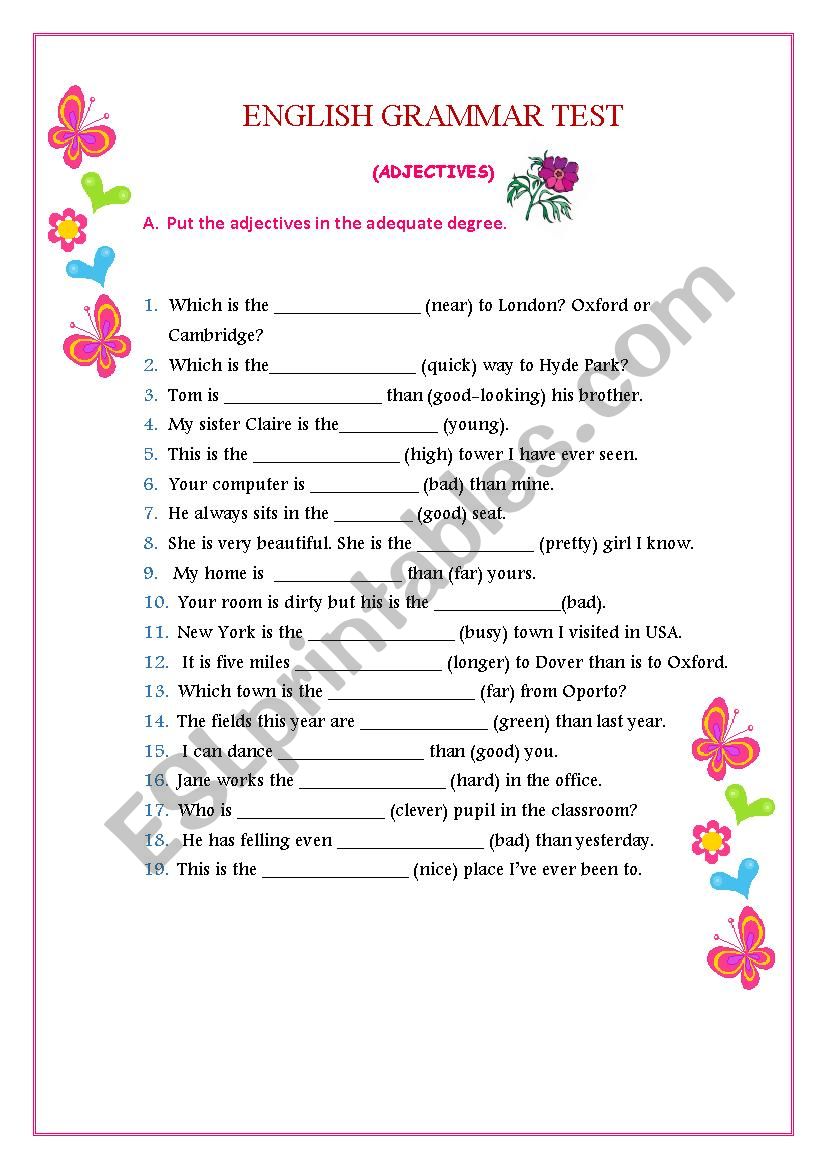 The degrees of adjectives - comparative and superlative