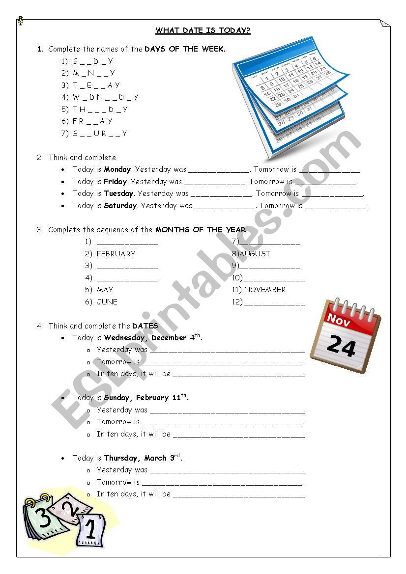 WHAT DATE IS TODAY? worksheet