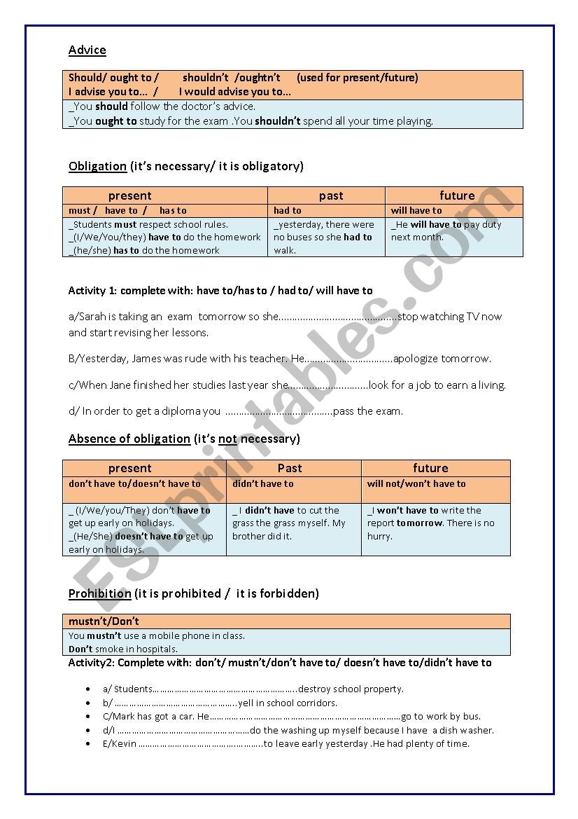 advice obligation absence of obligation prohibition