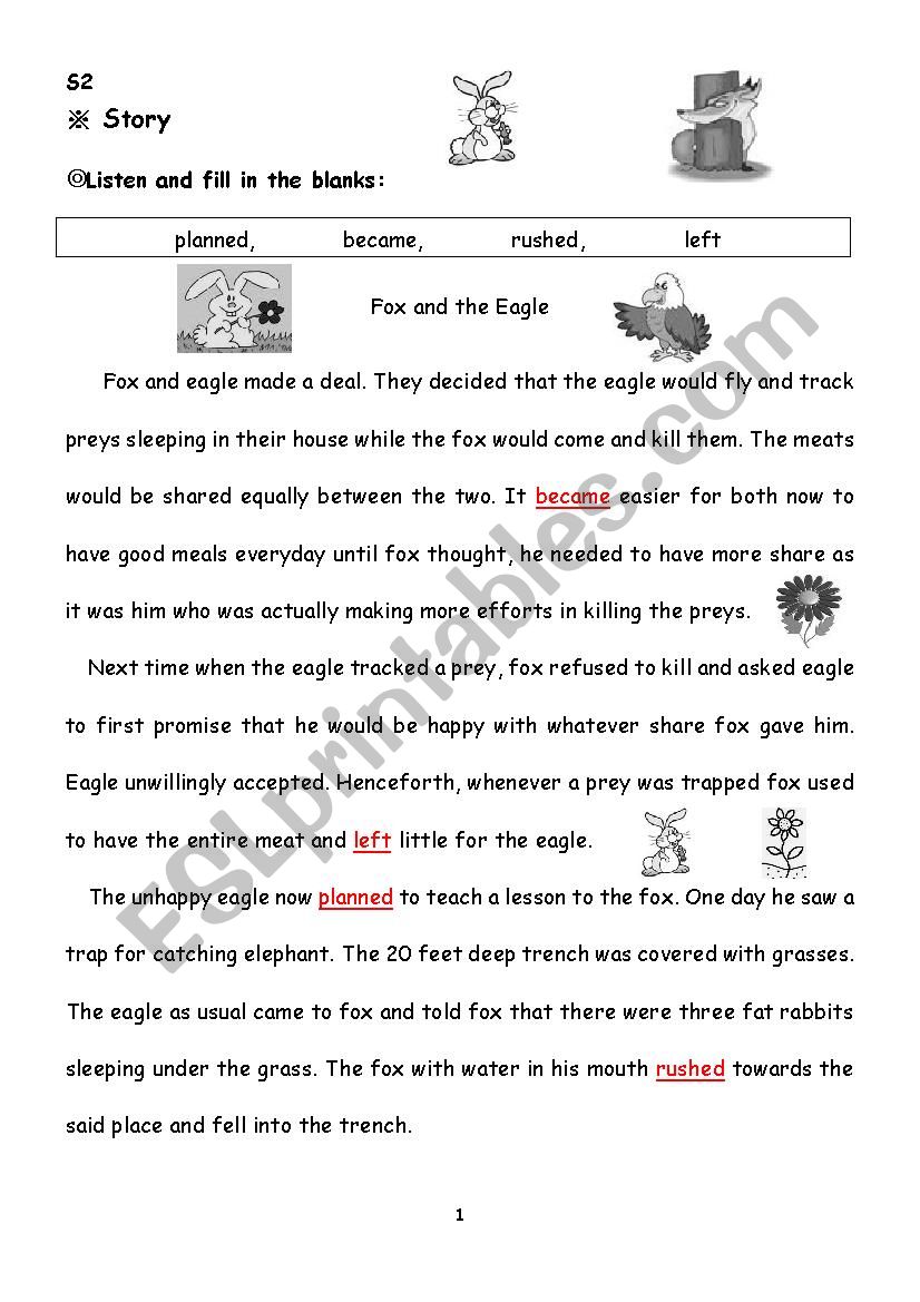 Fox and the Eagle worksheet