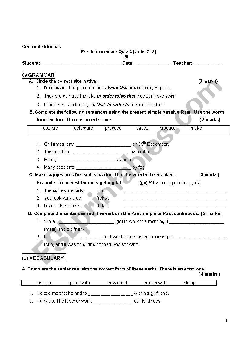 Complete Pre-Intermediate Test