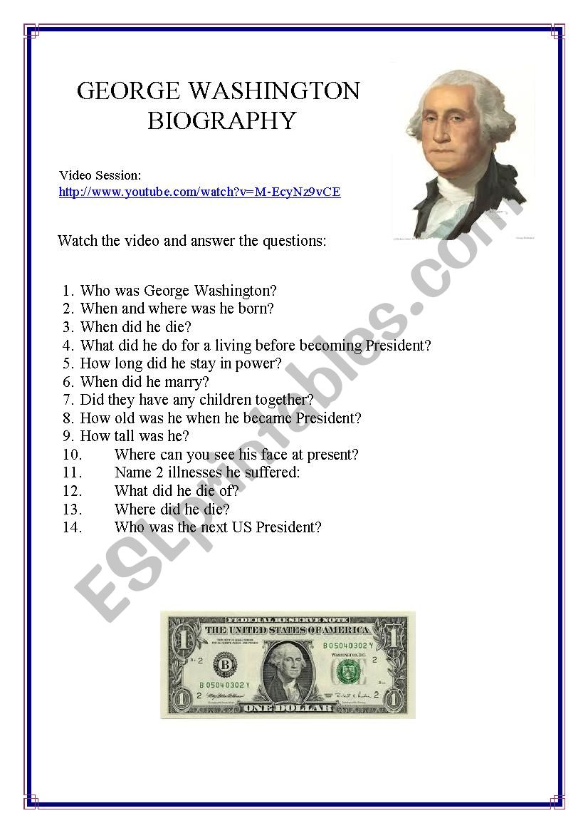 george washington biography for elementary students