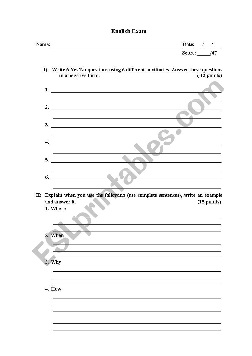 Test worksheet