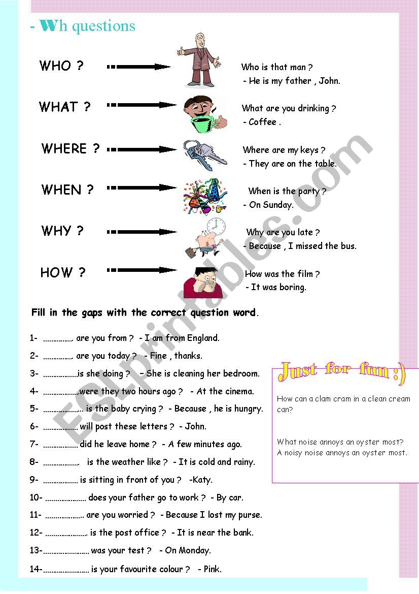 question words worksheet