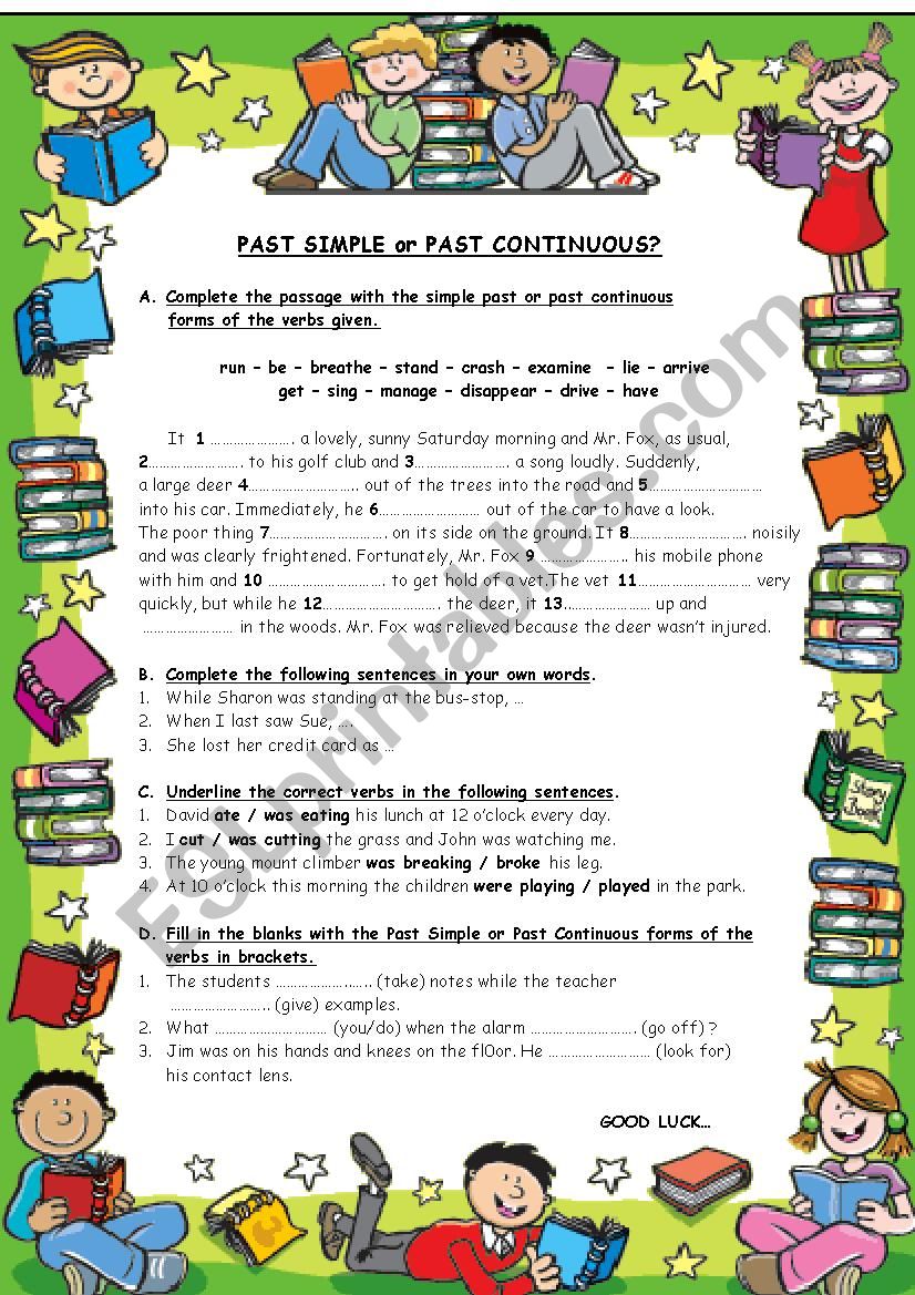 PAST SIMPLE PAST CONTINUOUS worksheet