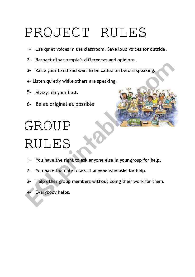 clasroom rules worksheet