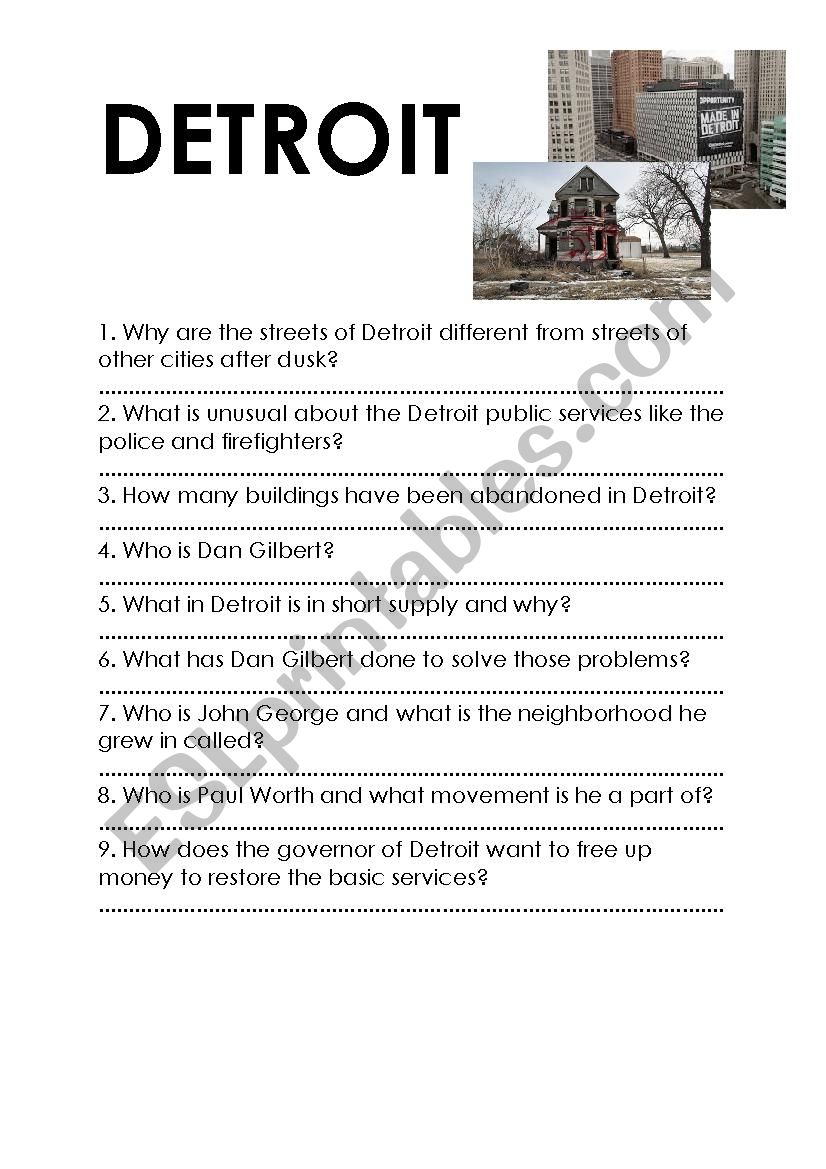 CBS 60 minutes - Detroit worksheet