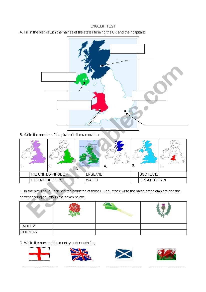 UK TEST worksheet