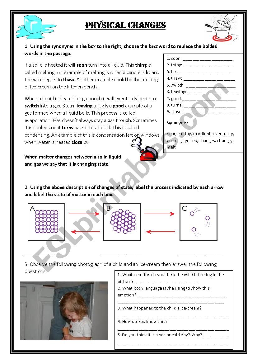 Changing States worksheet