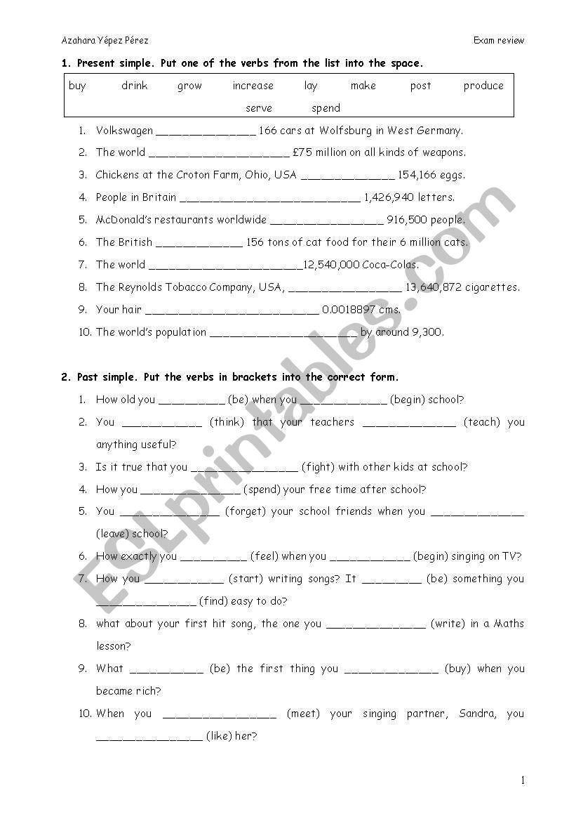 bachillerato_review worksheet