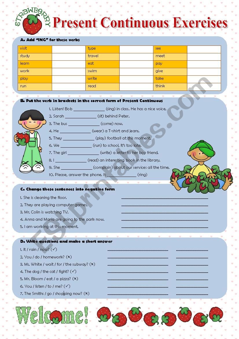 Present Continuous Exercises worksheet