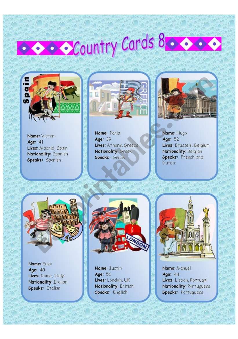 Country Cards 8 worksheet