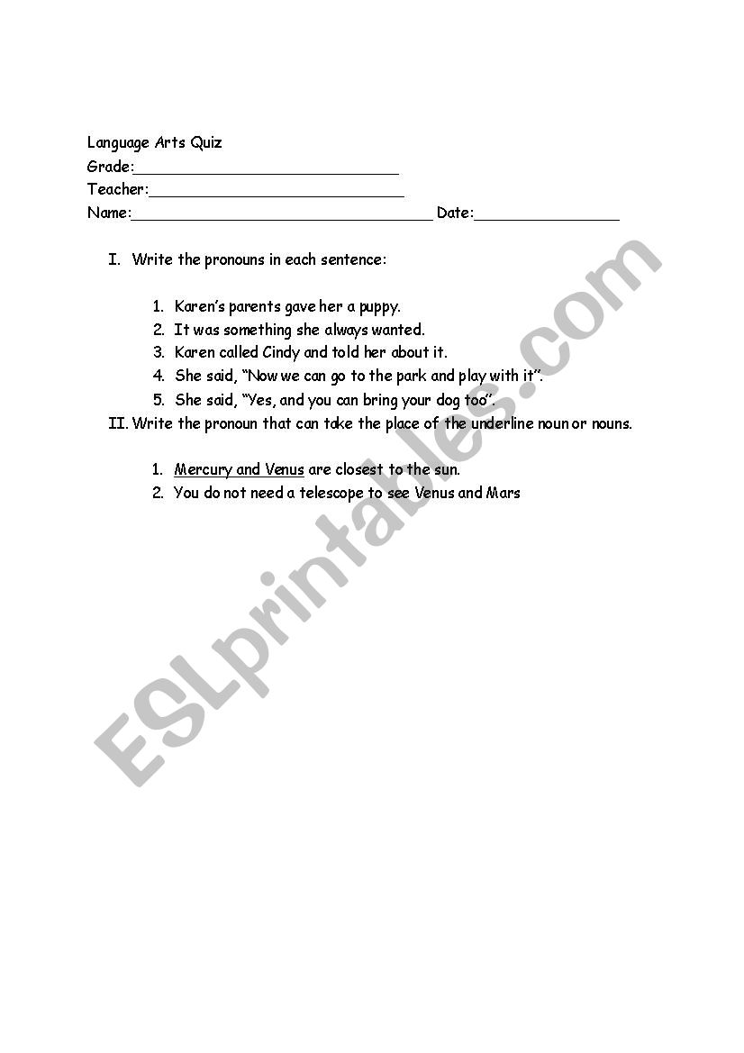 verb quiz worksheet