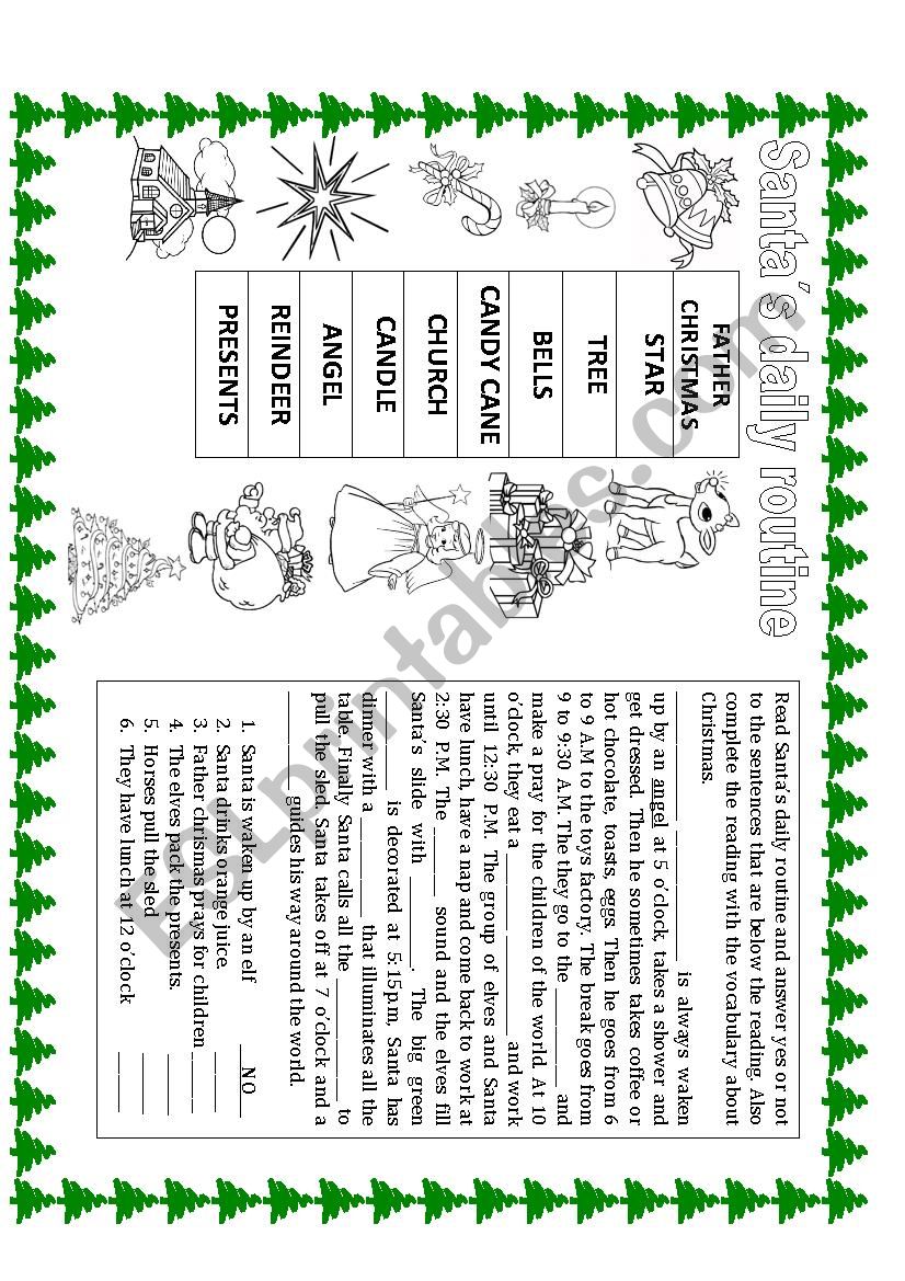 Santas routine worksheet